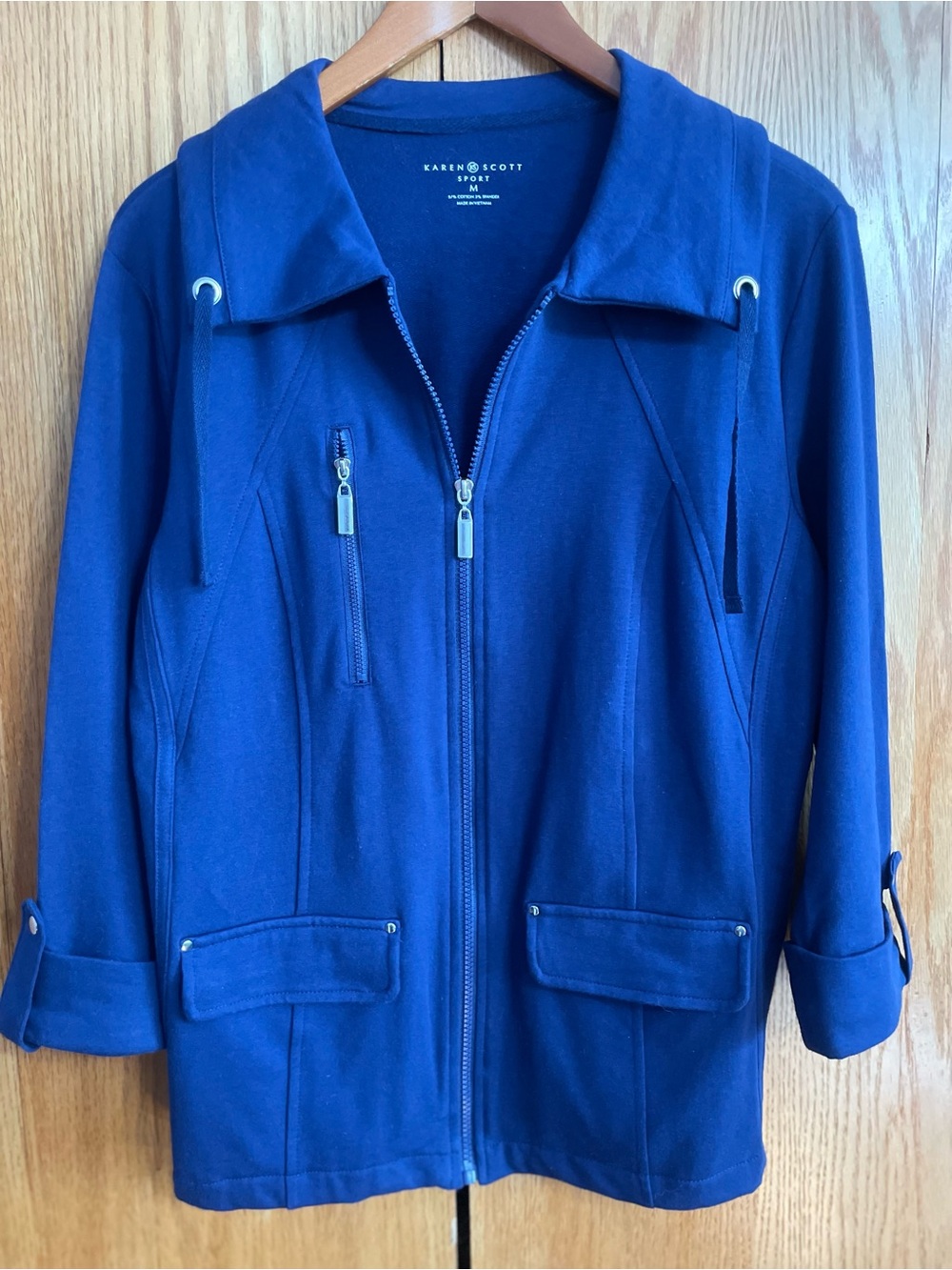 Karen Scott Blue Zip-Front Utility Jacket